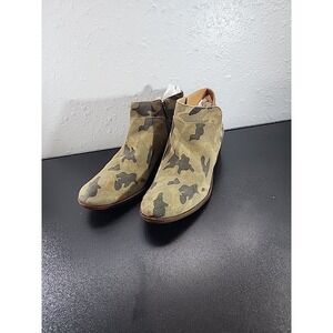 Lucky Brand Womens 9 Camo Booties Brintly Green Leather Short Ankle Boot Y2K